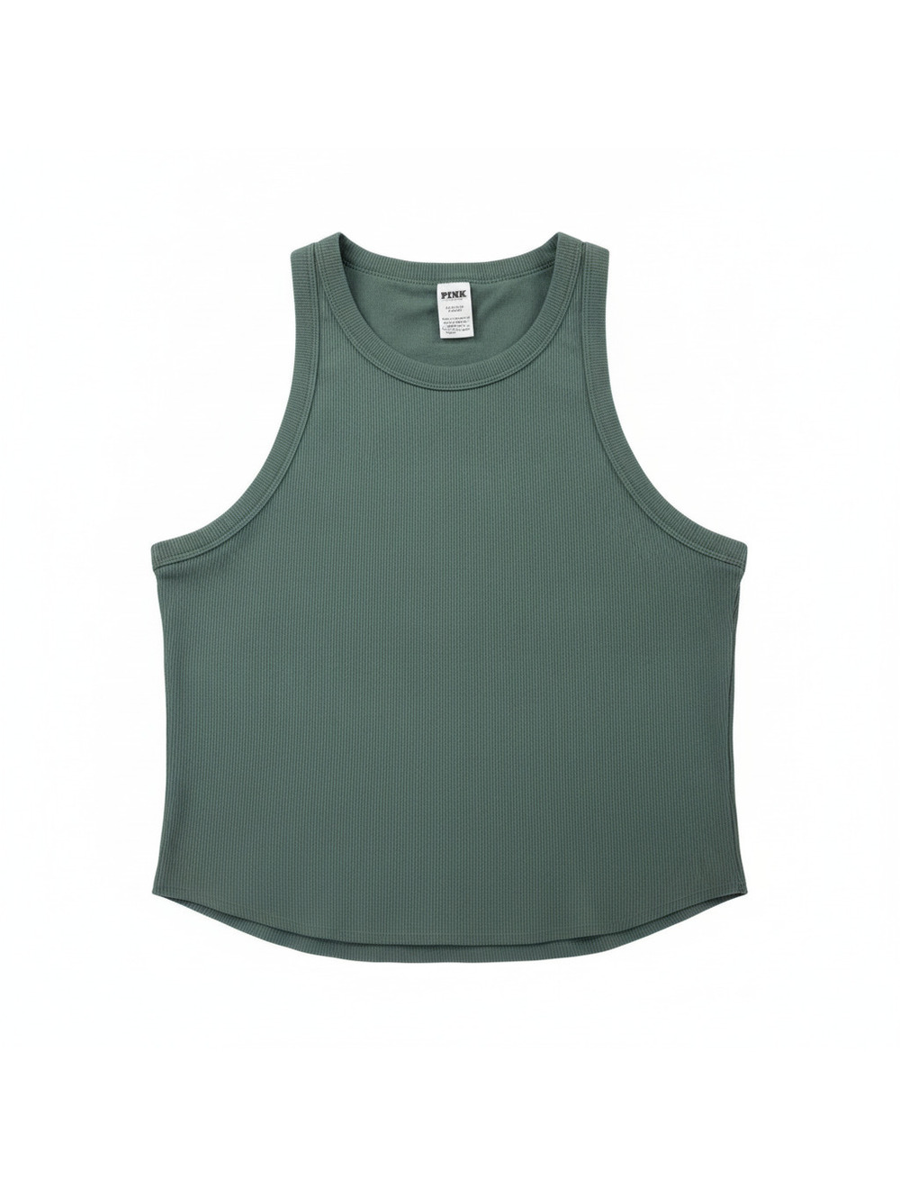 PINK Victoria’s Secret Ribbed Cropped Tank Top Sleeveless Women’s Size XL Green